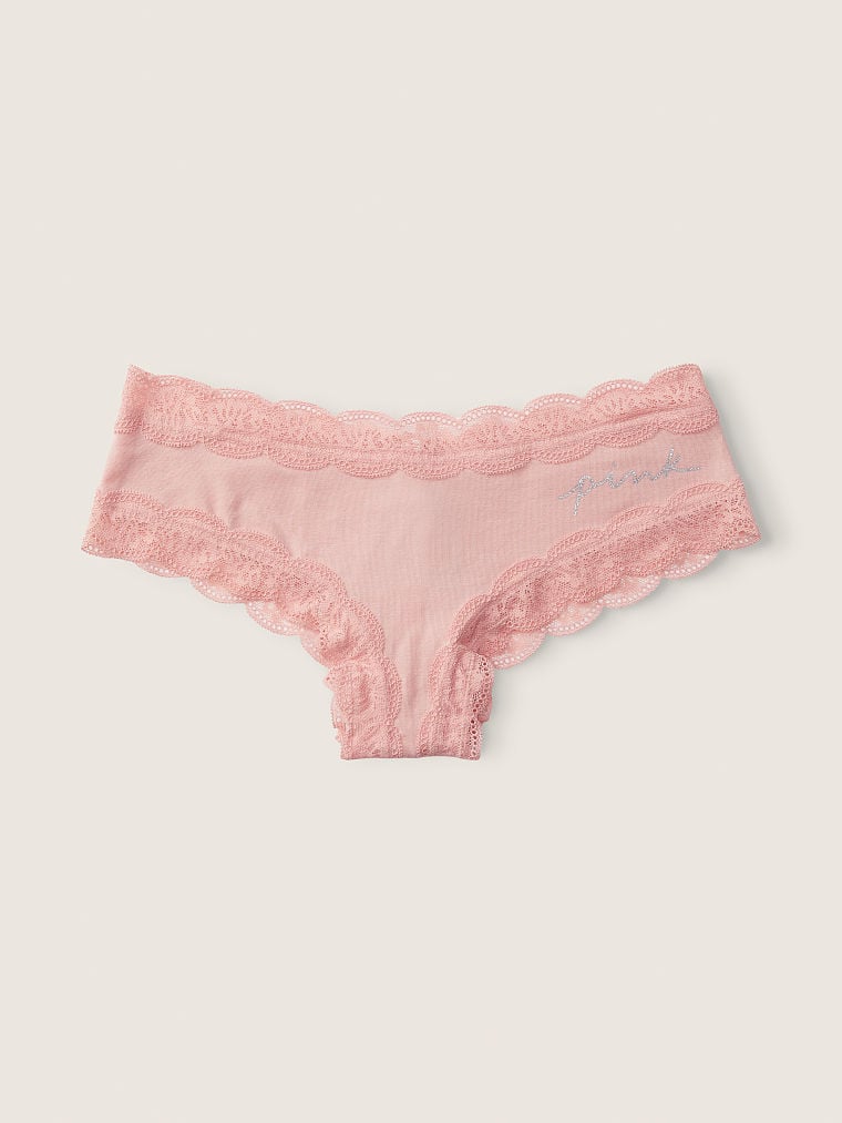 pink lace trim cheekster panty