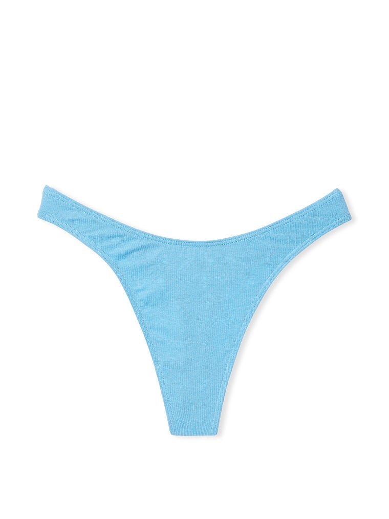 Stretch Cotton High-Leg Scoop Thong Panty