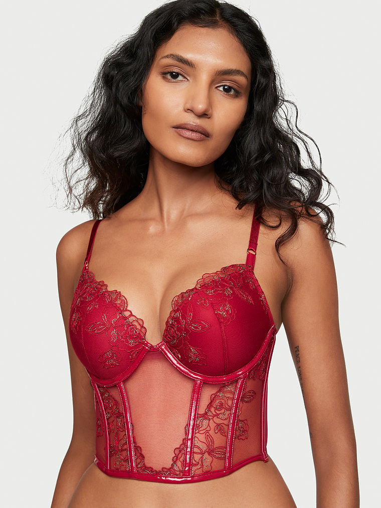 Unlined Floral Heart Embroidery Corset Top by Victoria's Secret in Kuwait