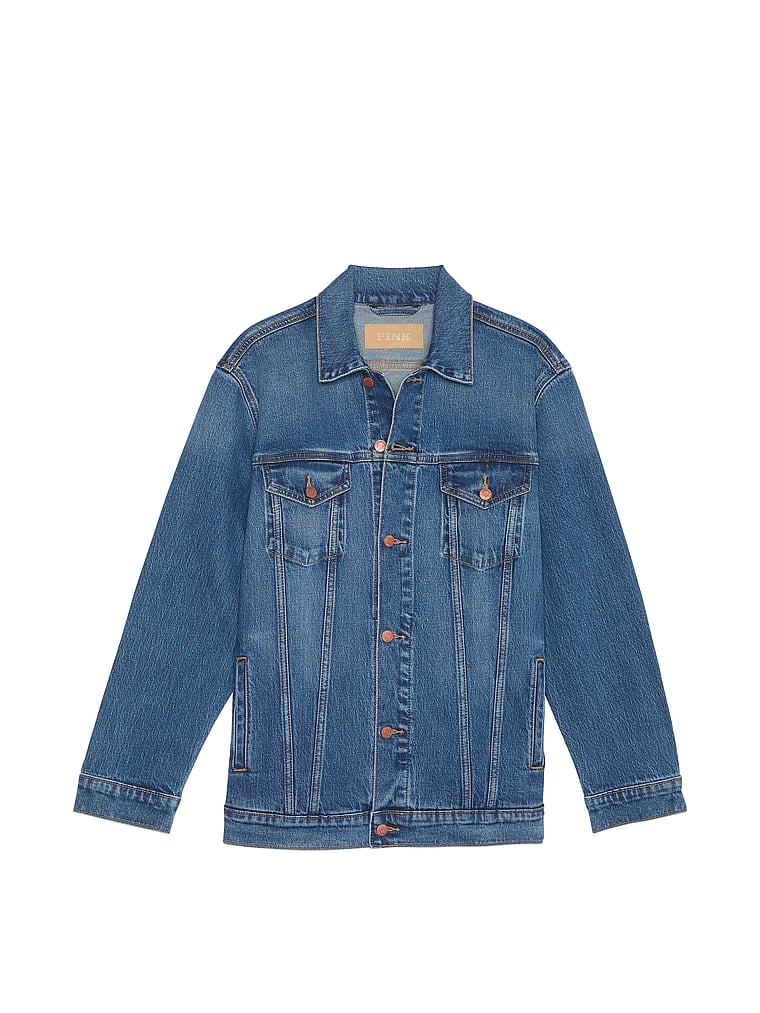 Pink and blue denim jacket best sale