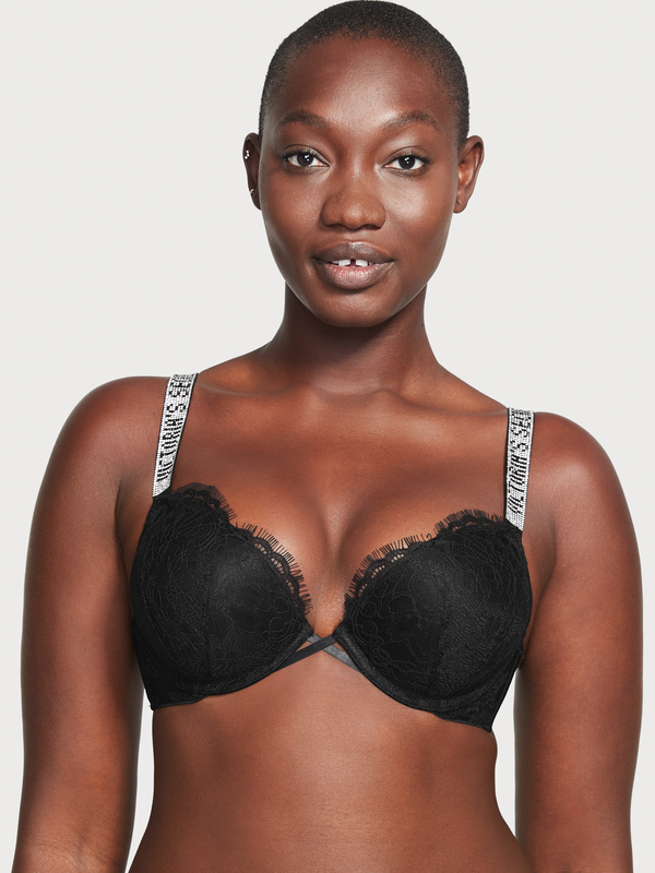 Shop Set of 2 - Textured Mesh Push-Up Bra with Hook and Eye