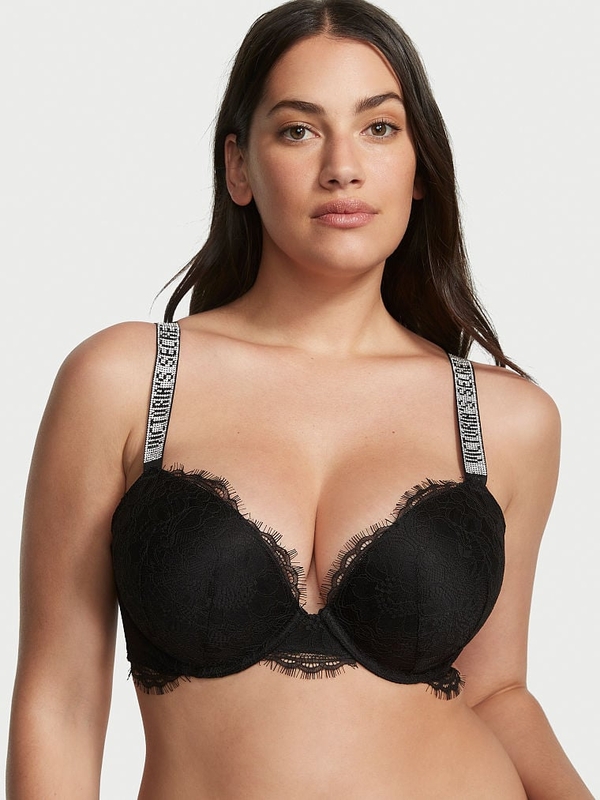 NWT VICTORIA'S SECRET Sexy Tee Lace And Sheer Mesh Push-up Bra Black 40DD