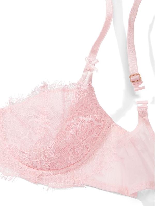 Romantic Lace Edge Cup Balconette Bra, Light Pink, EU 70A : :  Fashion