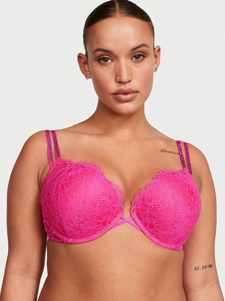 VICTORIA'S SECRET BOMBSHELL ADD-2-CUPS LACE RING STRAP PUSH-UP BRA